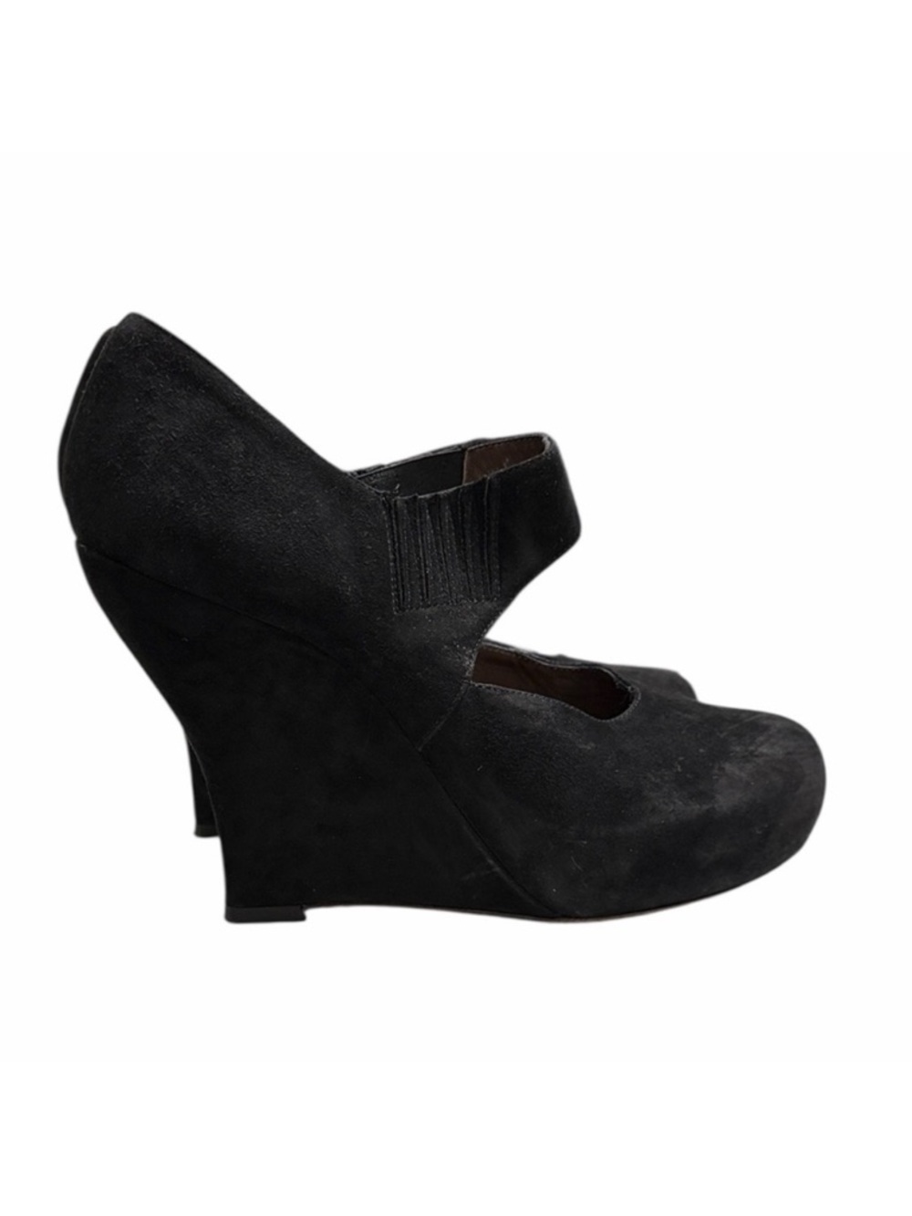 Marni Black Suede Mary Jane Wedge Heels Size 37 - Picture 1 of 10